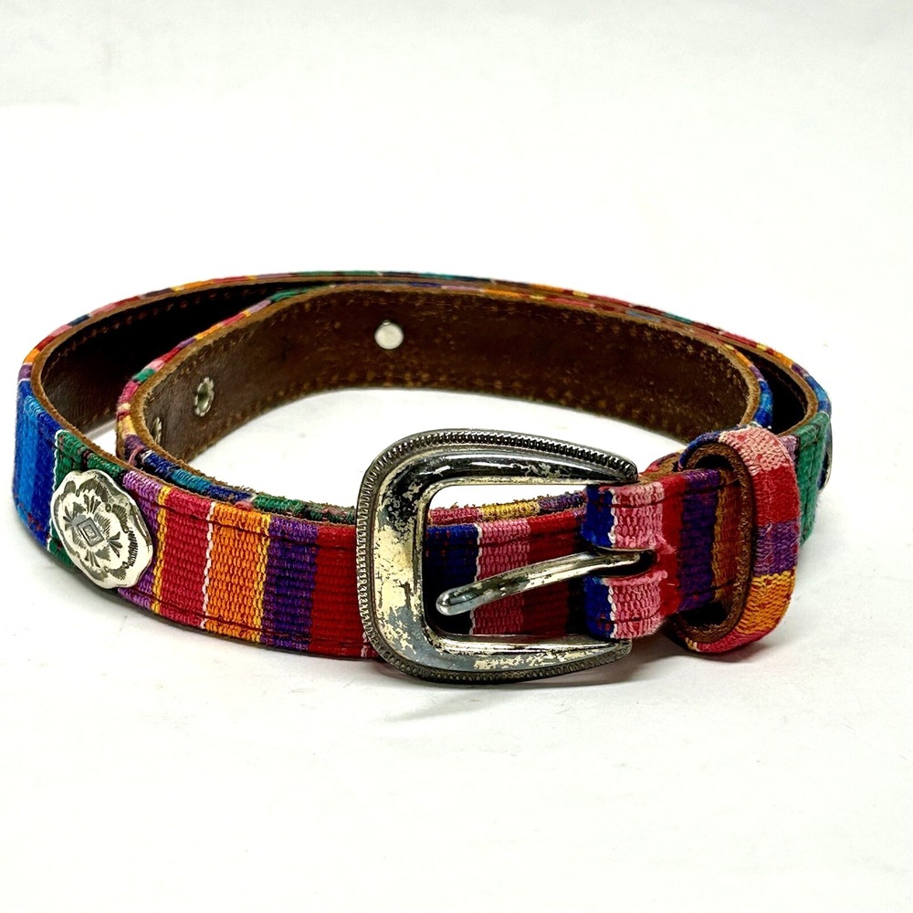 Fossil Womens Multicolor Striped Concho Large Belt (H9)